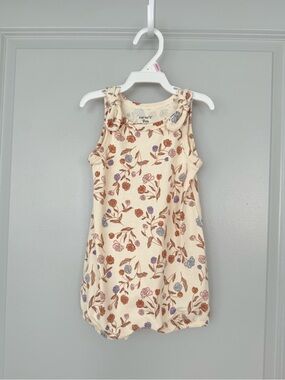 Carter's Cream Floral Knotted-Strap Romper One-Piece